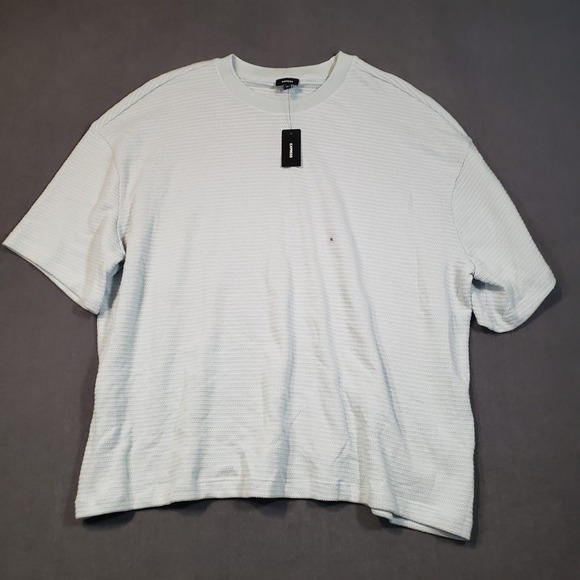 Express Other - Express Textured Knit Shirt Mens XL Mint Green Short Sleeve Crew Neck